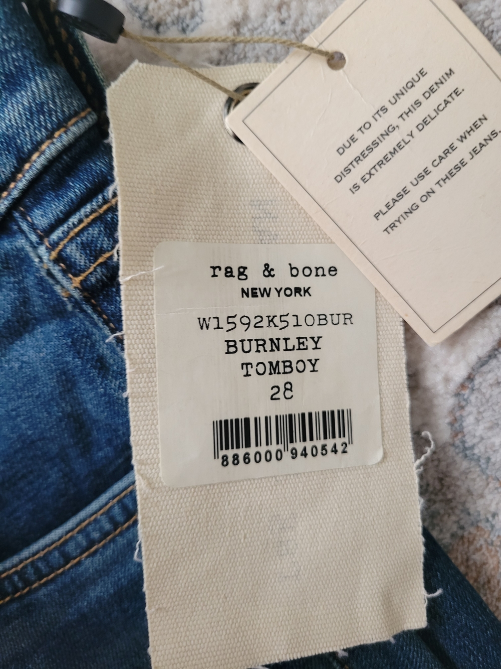 rag & bone Women's Straight-Leg Jeans — Medium Blue Denim - Picture 2 of 3